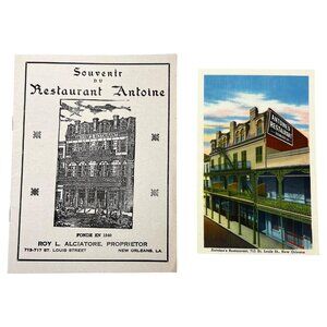Vintage LA New Orleans Antoines Restaurant Souvenir Booklet & Postcard Unposted